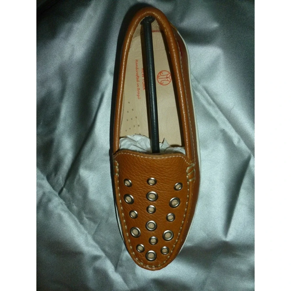 Marc Joseph New York Kids Tan Pebbled Leather Grommet Slip-On Loafers‎ Brazil